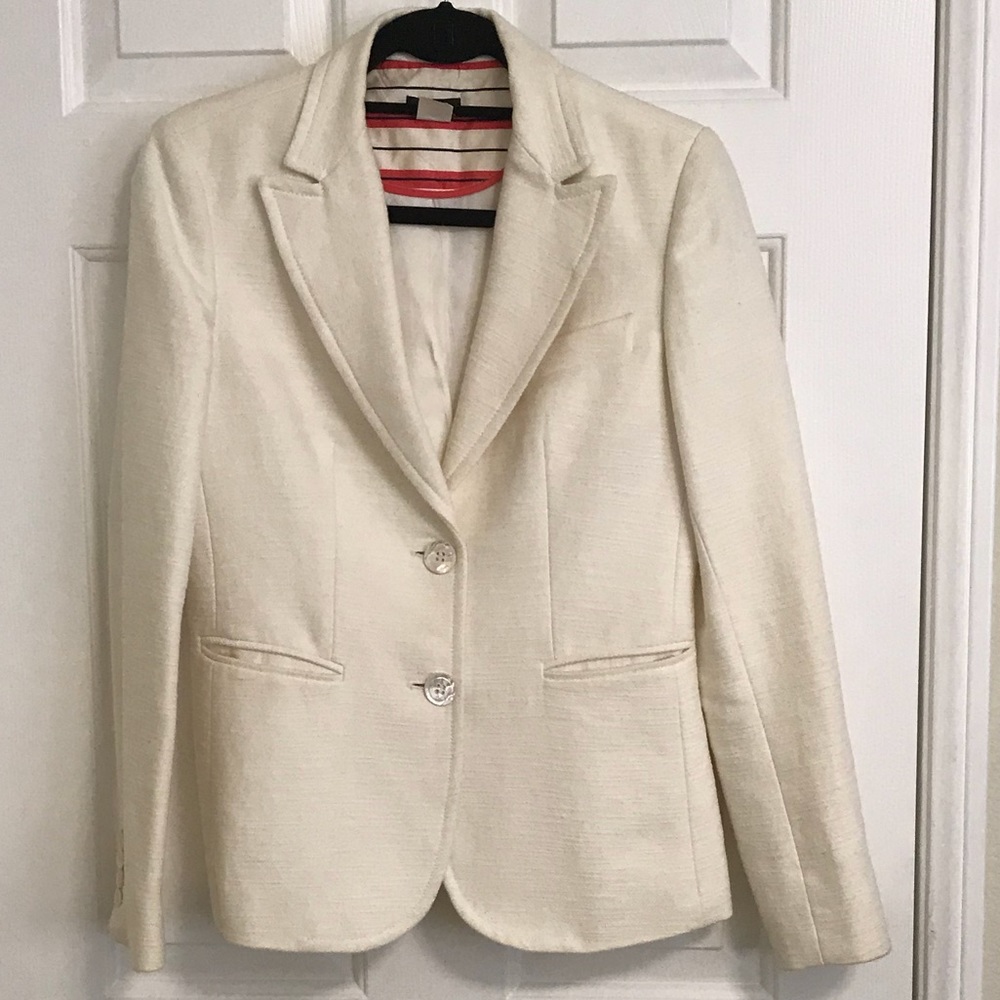 Jcrew collection white tweed blazer